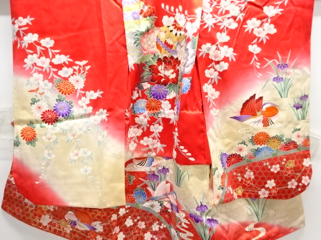 JAPANESE KIMONO / ANTIQUE KIMONO / SILK / KINSAI / MARK BALL & FLOWER